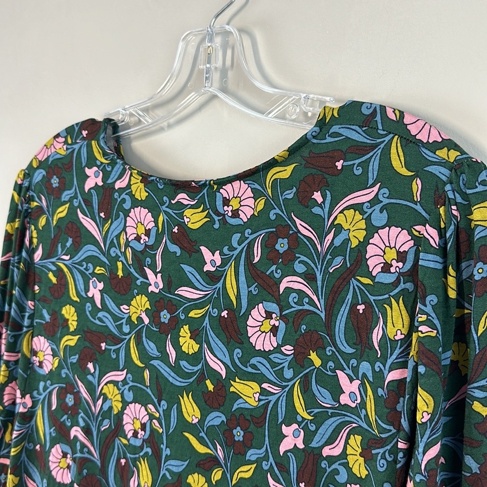 Boden Green Floral-Print Midi Dress with Pink, Teal, Yellow and Brown Accents - Picture 13 of 14